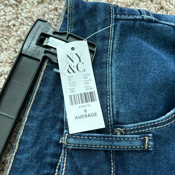 NWT New York & Company Wide Leg Dark Wash Jean Sz 6 Office High Waisted - Picture 7 of 13